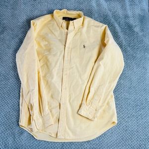 VINTAGE POLO RALOPH LAUREN PASTEL PALE YELLOW BUTTON DOWN LONGSLEEVE DRESS SHIRT